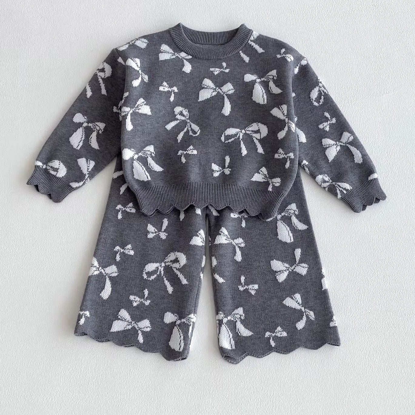 Gebreide meisjes set – Grijs