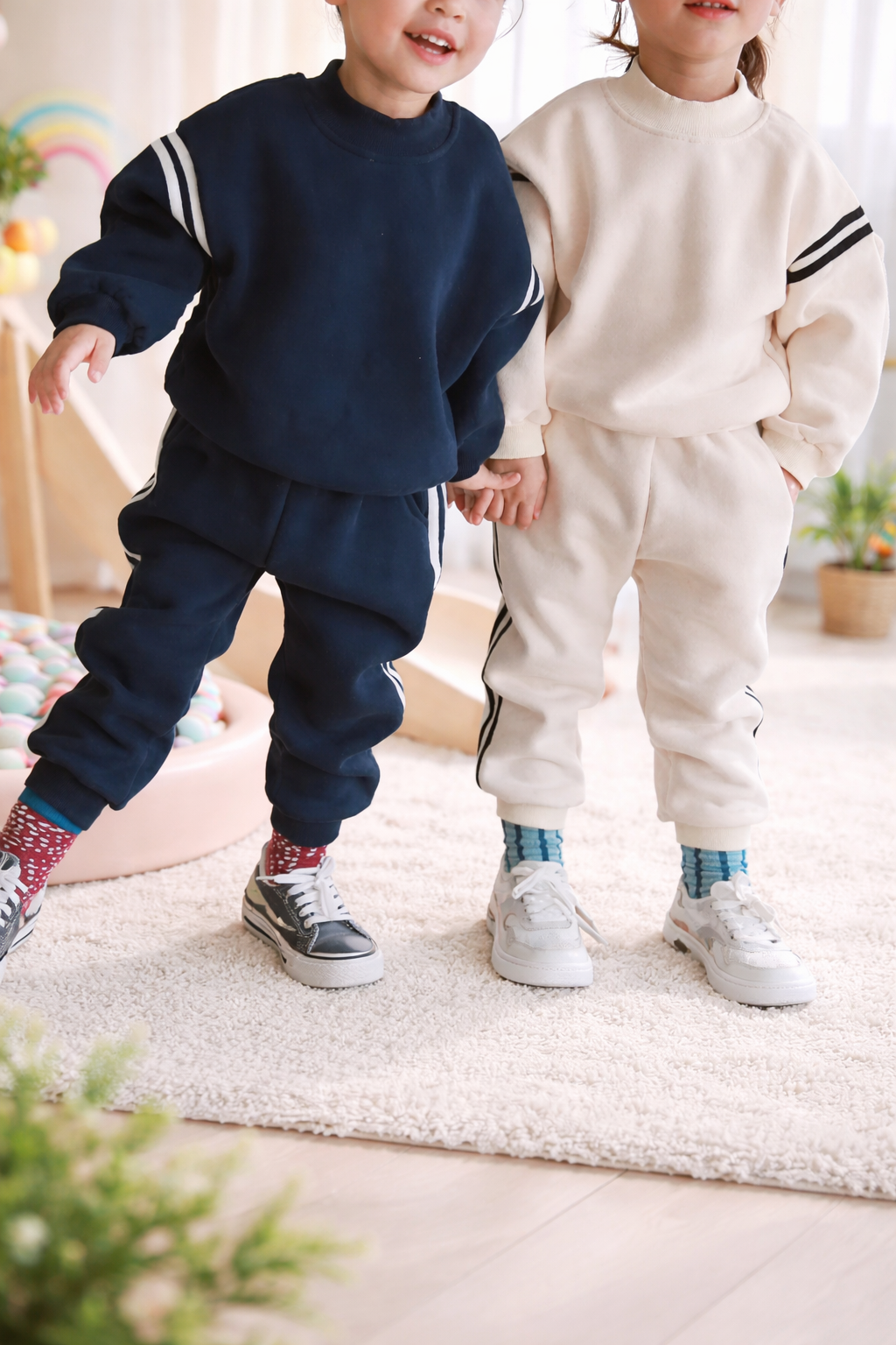 Trainingspak met contraststrepen- blauw