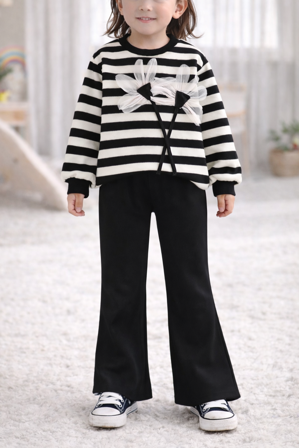 Meisjes Set Strepen & Bloem – Trui met Broek