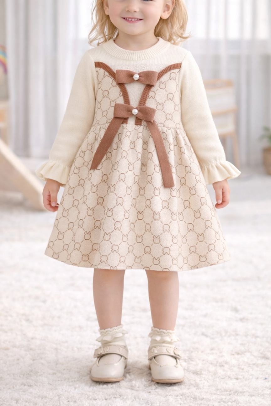 Gebreide jurk met strikjes