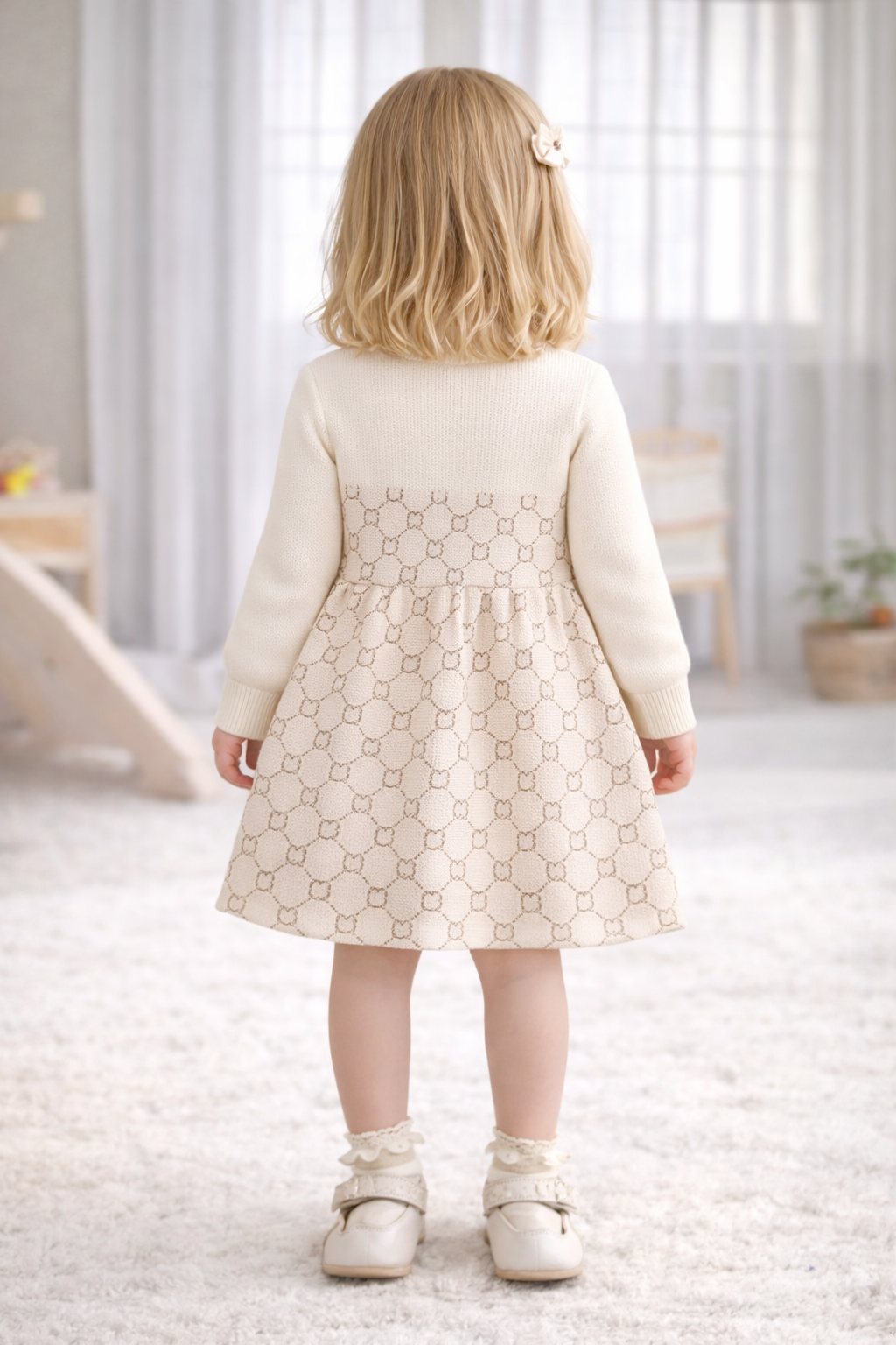 Gebreide jurk met strikjes
