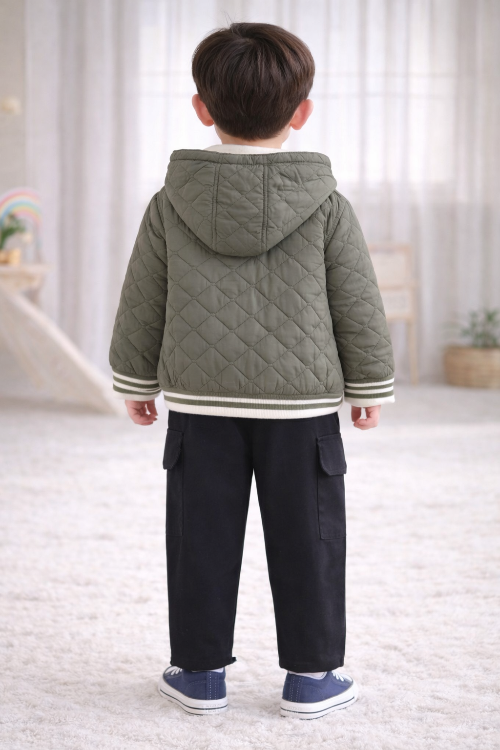 Peuterset met gewatteerde jas - Trui & broek - Groen