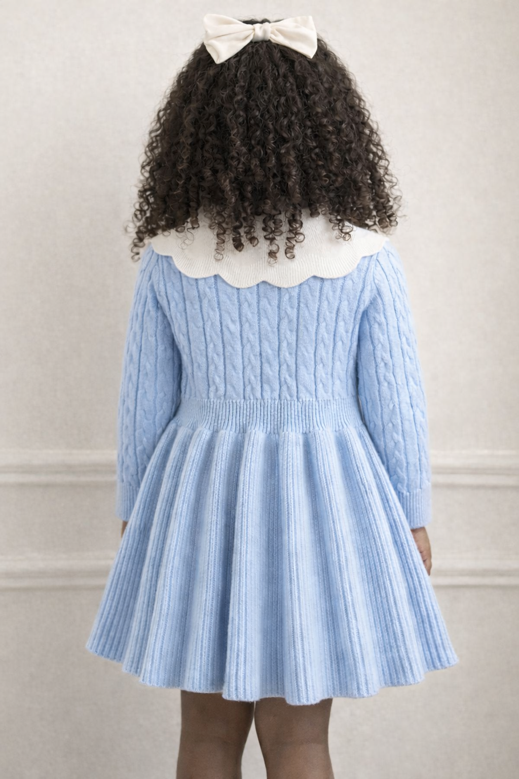 Gebreide Jurk met Kraag – Dusty Blue