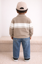 Jongensset- Polo met denim broek- Beige