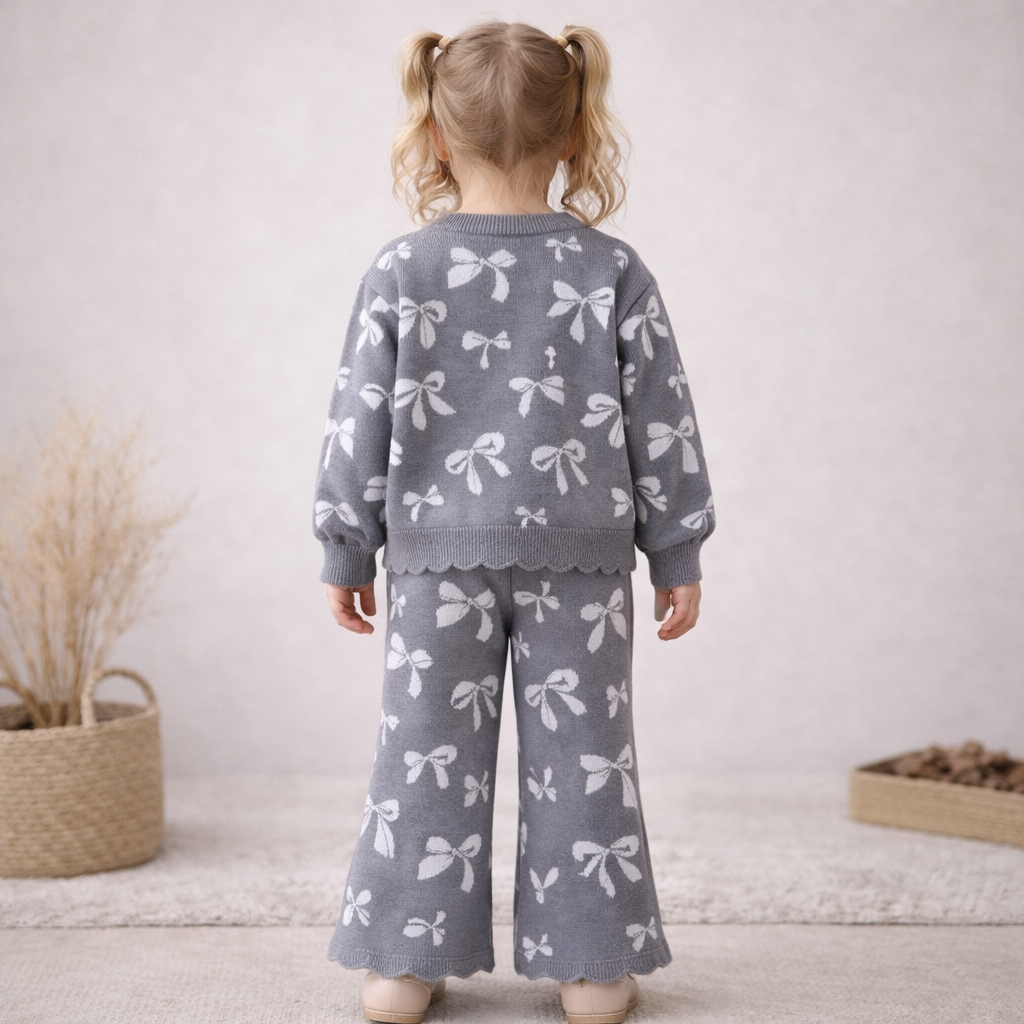 Gebreide meisjes set – Grijs