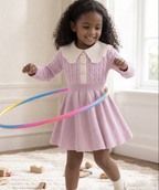 Gebreide Jurk met Kraag – Lilac Bloom