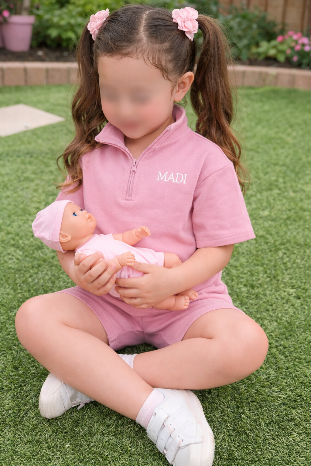Kinder Lounge Set met Rits – (Blush Rose)